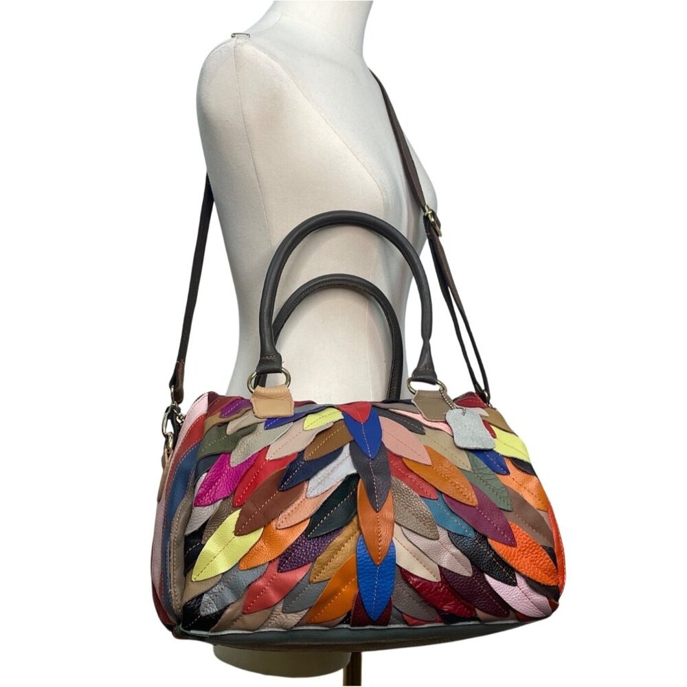 Handcrafted Multicolored Leather Patchwork With D… - image 2